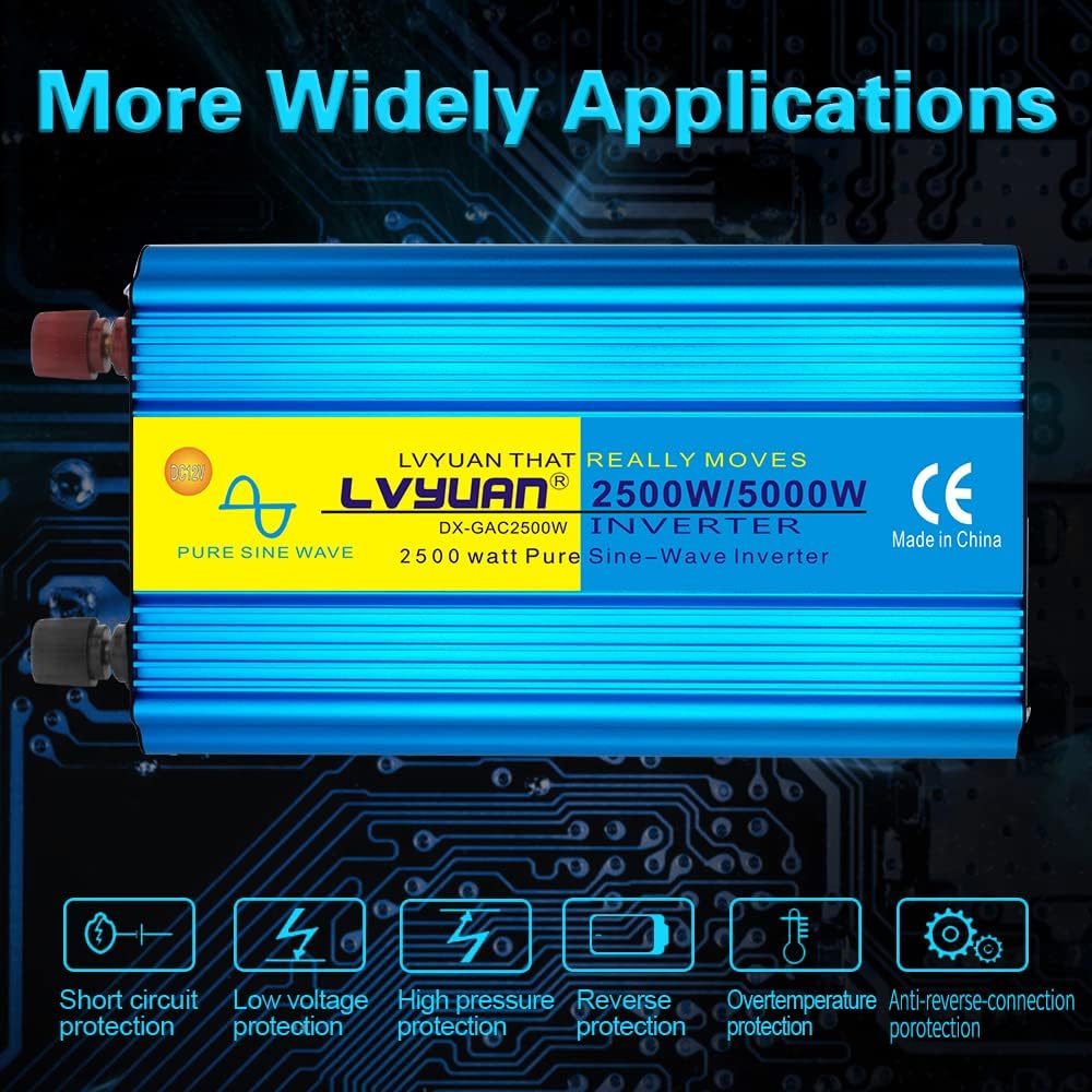 Cantonape Pure Sine Wave Inverter 4000W Power Inverter 24V to 110V DC to AC with LED Display Remote Controller for Truck RV Home Solar System
