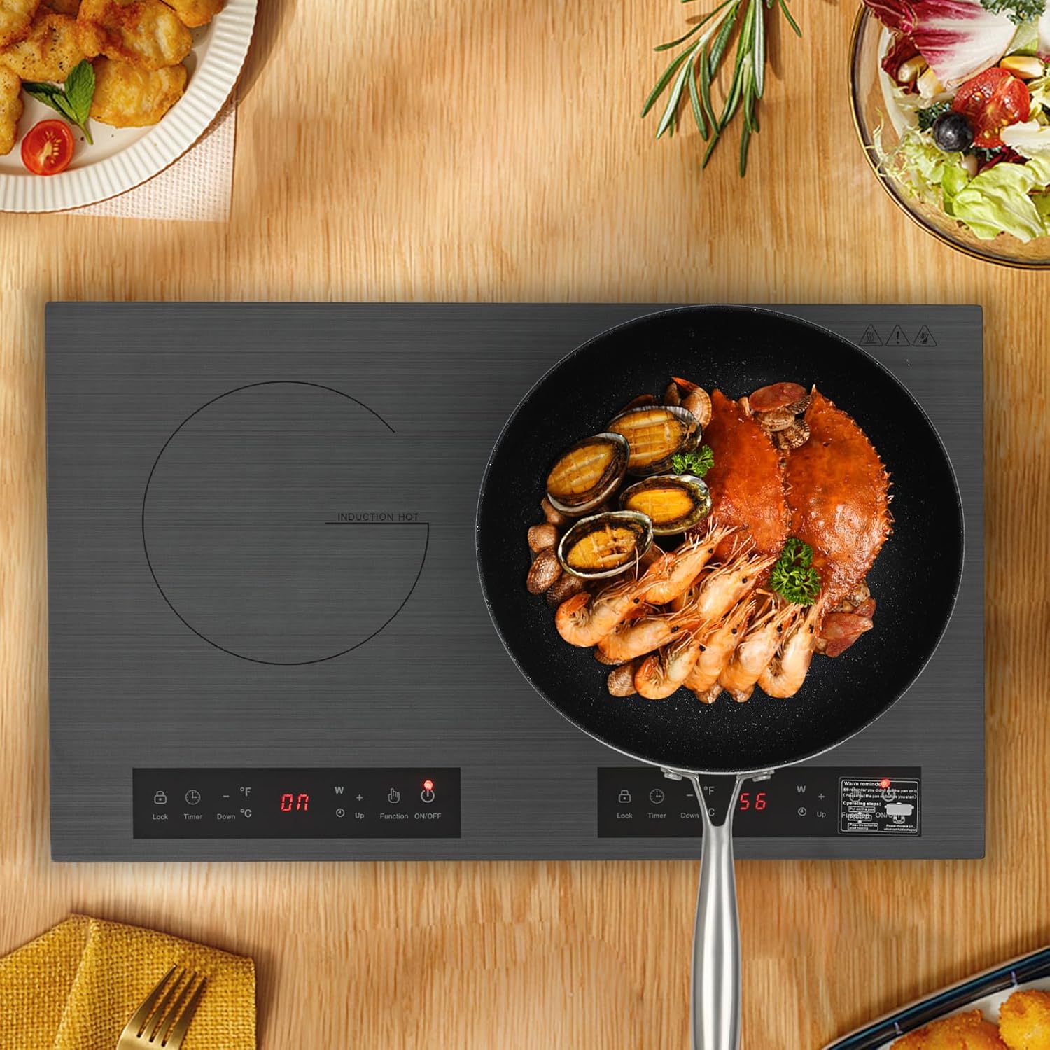 4000W Double Induction Cooktop, Induction Cooker 9 Gear Timer Setting Electric Hot Plate for Cooking Portable Electric Cooktop for Pots and Pans with a Diameter of 7.87 Inches