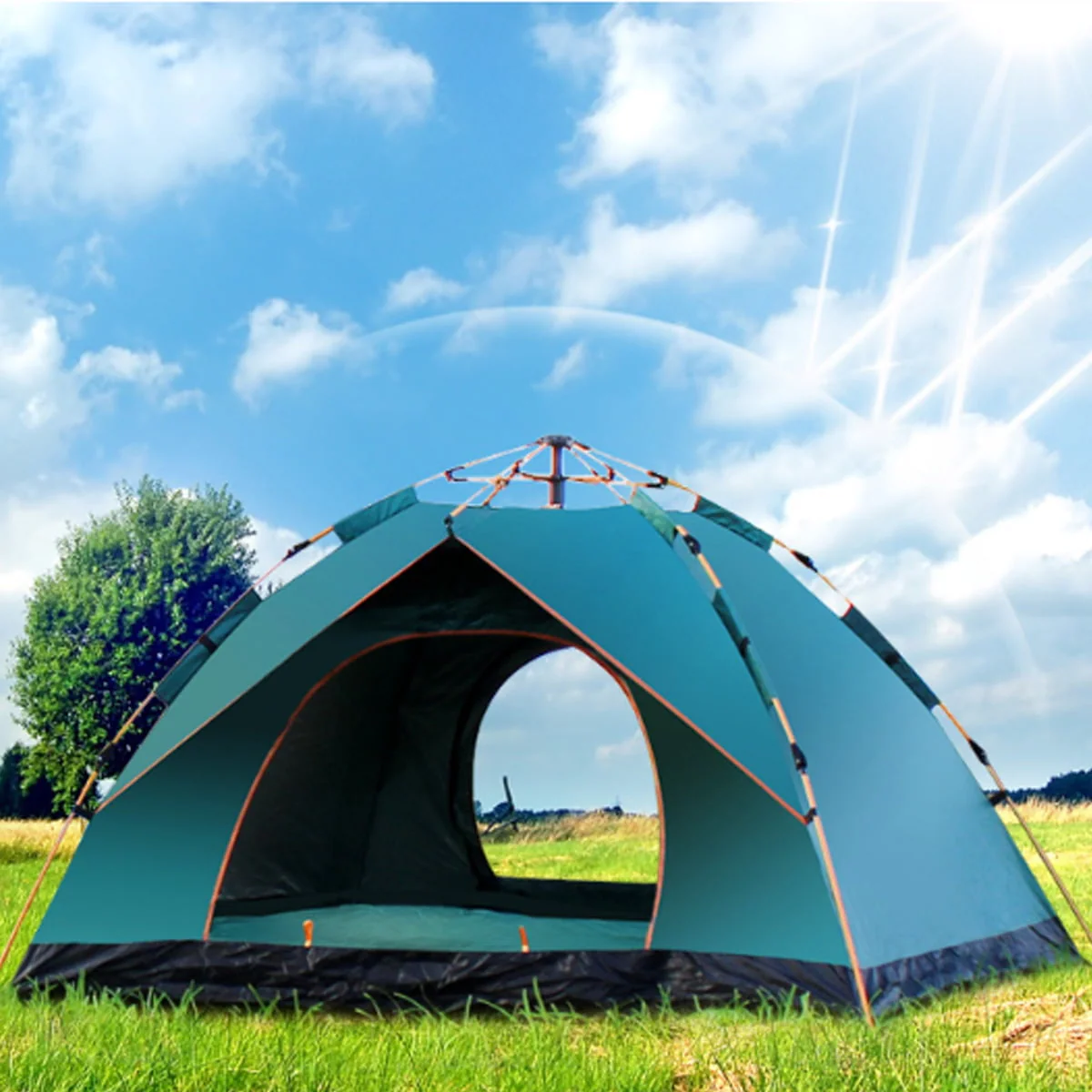 Pop Up Tent Family Camping Tent 3-4 People Person Tent Portable Instant Tent Automatic Tent Waterproof Windproof for Camping Hiking Mountaineering