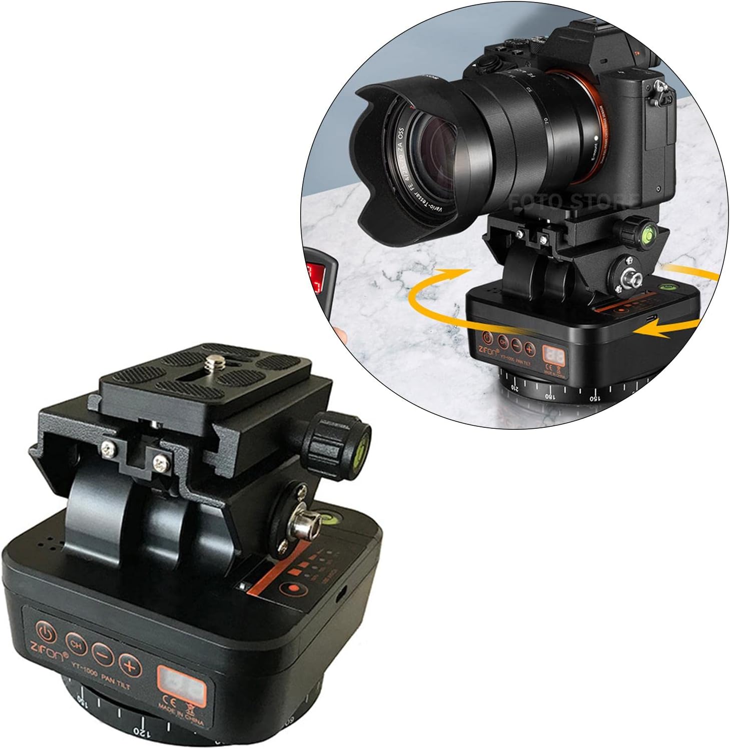 Homyl Motorized Panoramic Tripod Head with Variable Speed, Time and Direction- Perfect DSLR Cameras Smartphone Timelapse Rotator