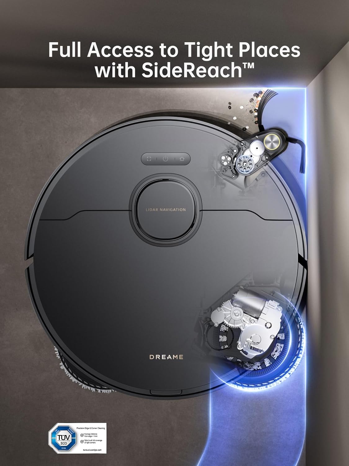 dreame X40 Ultra Robotic Vacuum with Removable & Liftable Mop, 12,000Pa Suction, SideBrush Extensive Cleaning, 158°F Mop&Washboard Self Cleaning, Auto-Empty, Auto Refill, liftable Brushes