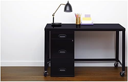 Space Solutions 3 Drawer Metal File Cabinet with Pencil Drawer Black