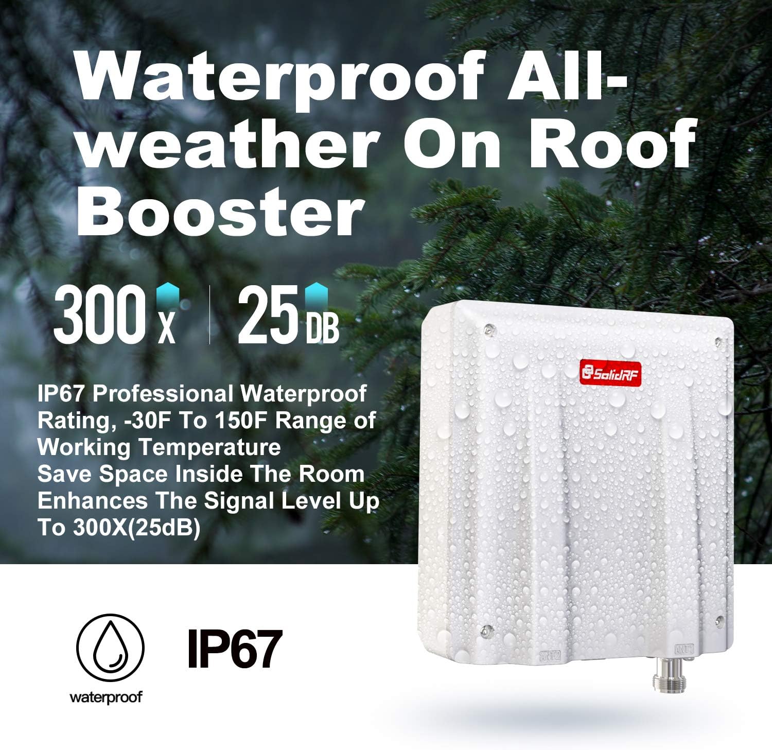 SolidRF-High Data Speed Cell Phone Signal Booster-for Home, Convenience Store, Apartment, Workshop - All U.S. Carriers - All in One On Roof Cell Booster Speed Kit Supports 4,000 sq ft (4351670779)