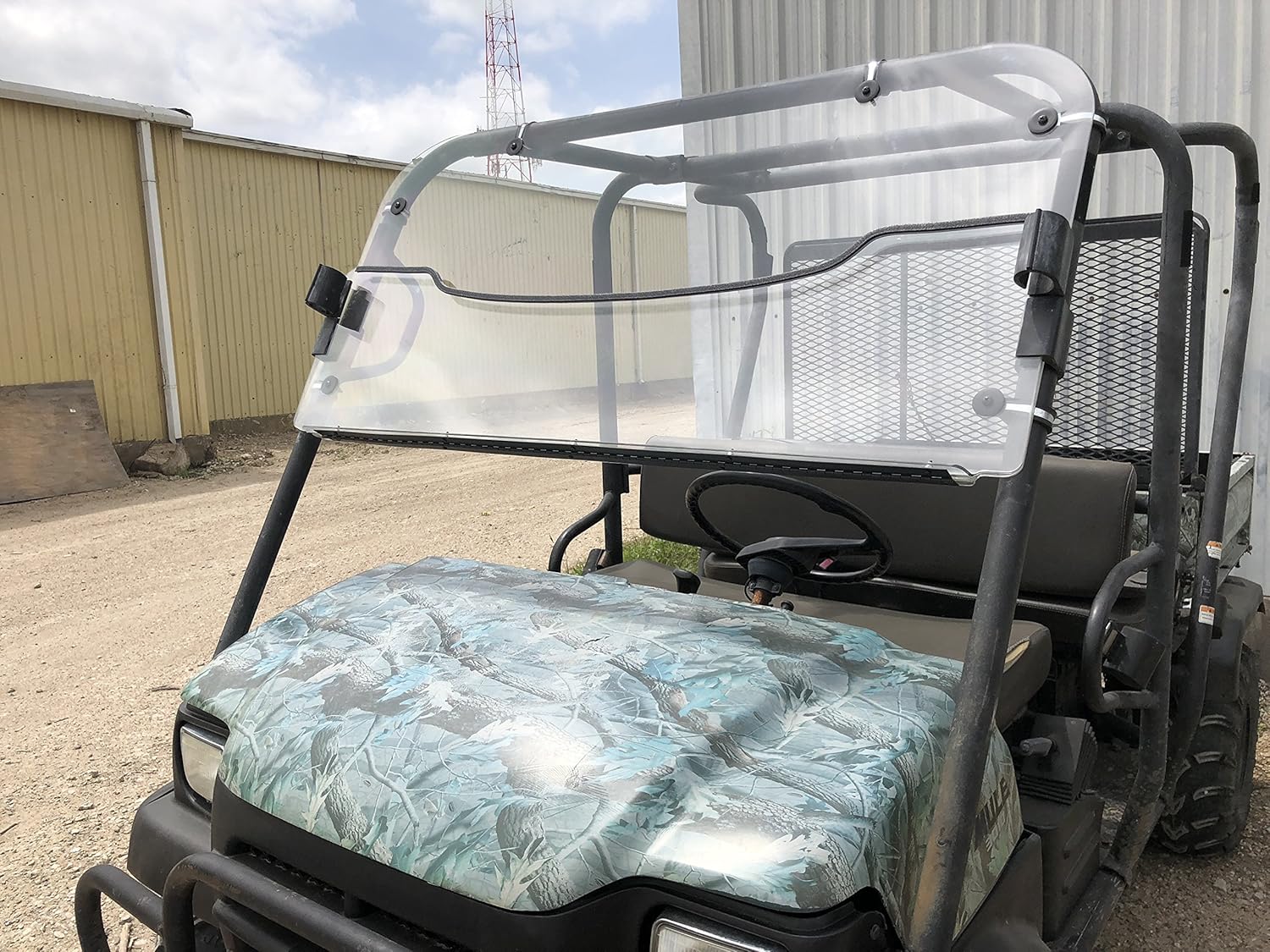 A&S AUDIO AND SHIELD DESIGNS KAWASAKI MULE 3000,3010 TRANS 4X4 FULL AND FLIP UP 1/4 POLYCARBONATE WINDSHIELD