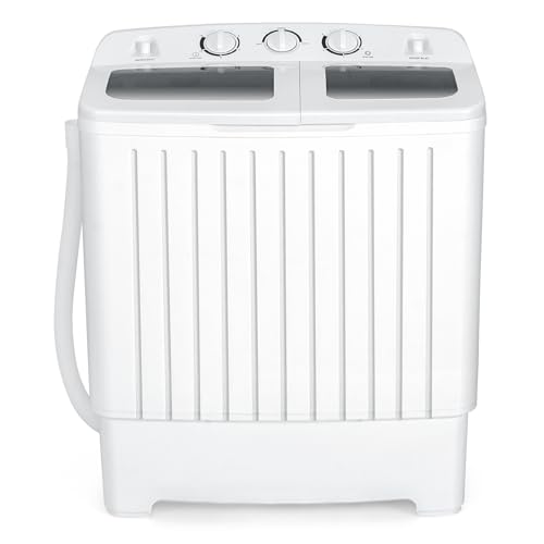 COSTWAY Portable Washing Machine, Twin Tub 20 Lbs Capacity, Washer(12 Lbs) and Spinner(8 Lbs), Durable Design, Timer Control, Compact Laundry Washer for RV, Apartments and Dorms