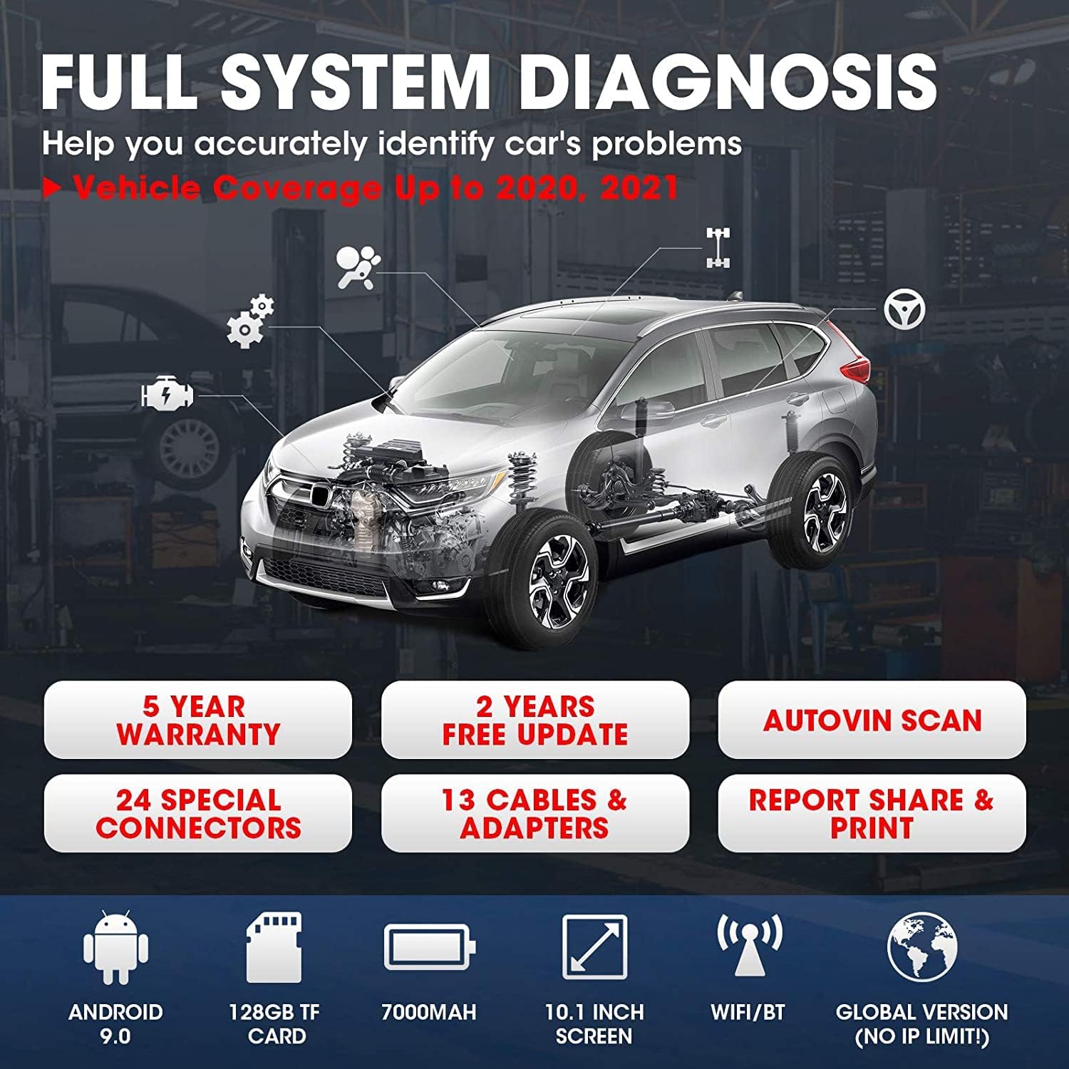 LAUNCH X431 V+ 4.0, 2022 New Full System Scan Tool (Upgrade of X431 PROS V), 31+ Service Functions Auto Diagnostic Scanner, ECU Coding, AutoAuth for FCA SGW, VAG Guided Functions, 2 Years Free Update
