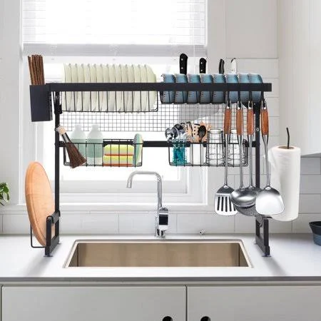 Tooca Over The Sink Dish Drying Rack, Dish Drainer (Sink Size 25 inch) Shelf for Kitchen Counter Organizer Stainless Steel, Size
