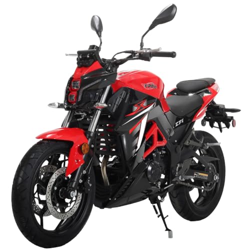 X-PRO Python 250 Electronic Fuel Injection Street Motorcycle with Manual Transmission, Electric Start! 17" Wheels! Assembled In Crate! (Black)