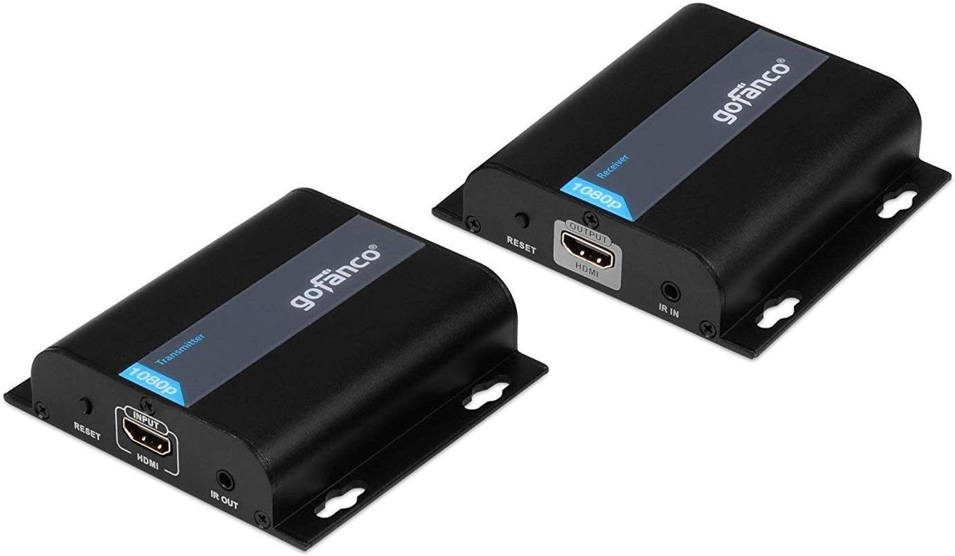 gofanco HDMI Extender Over IP Ethernet Kit 1080p -1 to Many Over Gigabit Network LAN Switch or Single Cat5e / Cat6 Cable - IR Extension - Up to 395 feet (120m) HDbitT Balun Adapter (HDbitTv2)