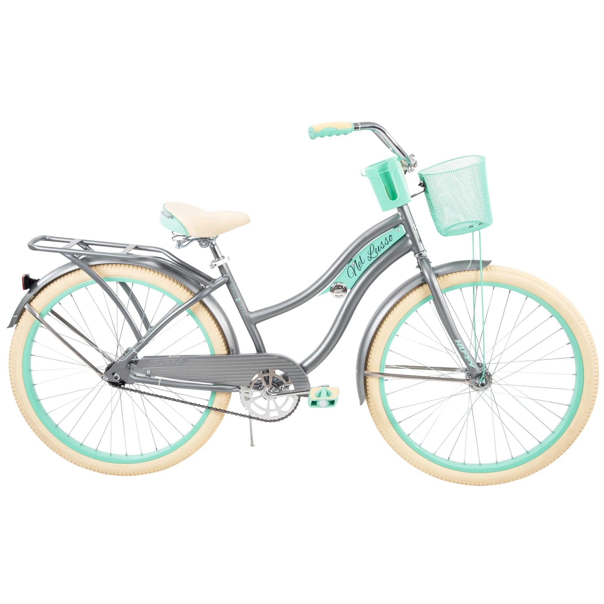 Huffy 26 Nel Lusso Classic Cruiser Bike with Perfect Fit Frame, Women's, Ages 13 Years, Light Blue