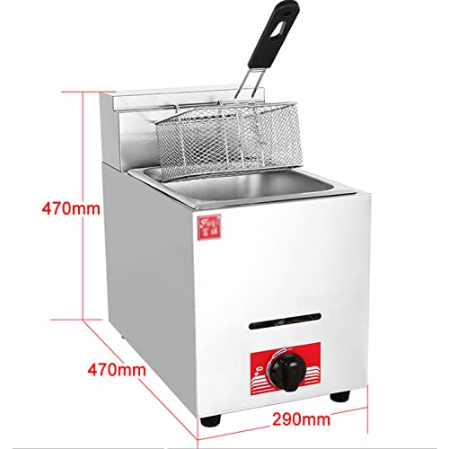 Commercial Restaurant Professional Gas Fryer, Stainless Steel Tabletop Single-cylinder/double-cylinder Propane Deep Fryer, Outdoor Stove Cooking Table with Frying Basket, Fried Chicken and Fish