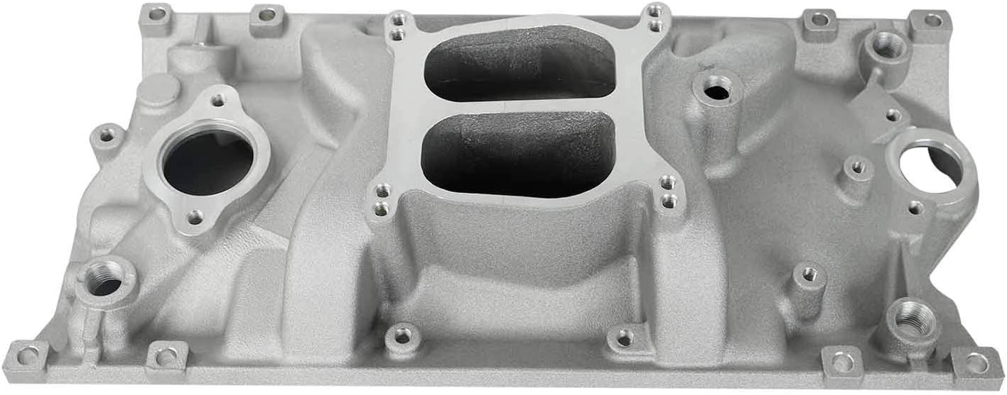 TYFYB Dual Plane Satin Aluminum Intake Manifold For SBC Chevy Vortec 350 Heads idle to 5500 RPM Power Range