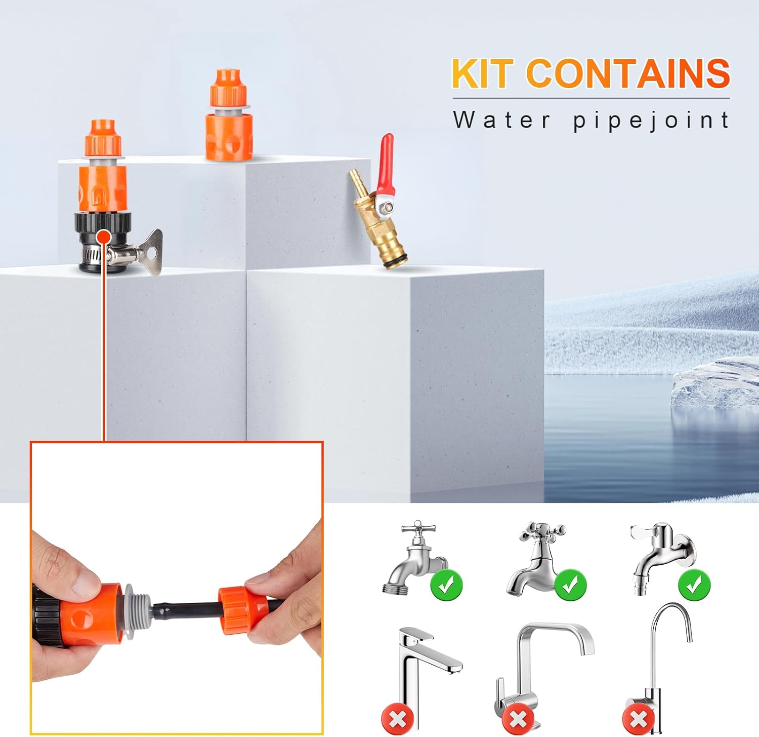 Solar Panel Cleaning Brush with Inline Water Filter System, Water Fed Pole Kit with Telescopic Pole 30 Feet, Window Squeegee Kit for Photovoltaic and Solar Panel Glass Window Roof