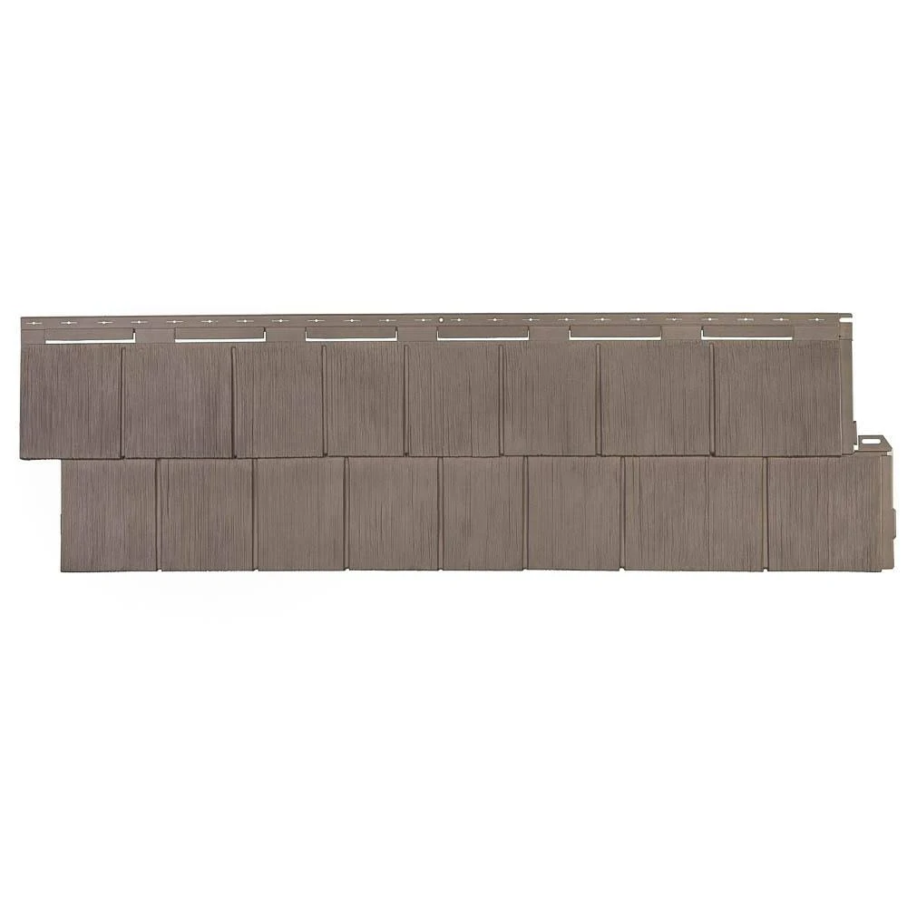 Novik Shake RS - 14.5 in. x 48.75 in. Rough Sawn Shake in Weathered Blend (48.84 Sq. ft. per Box) Plastic Shake Vinyl Siding, Br