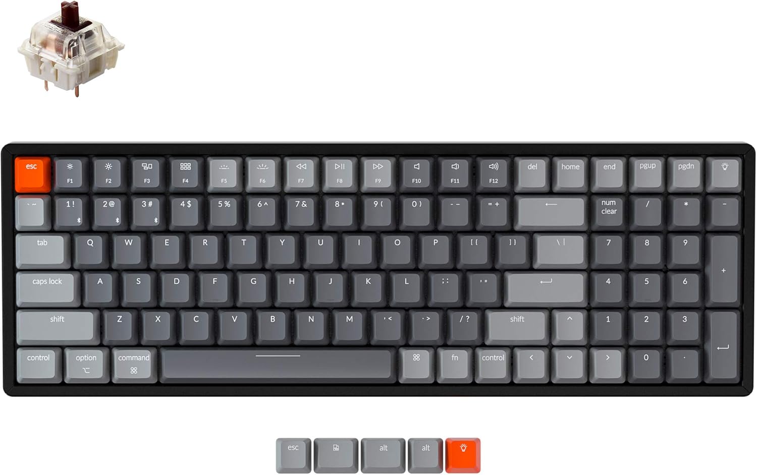 Keychron K4 Wireless Bluetooth/USB Wired Gaming Mechanical Keyboard, Compact 100 Keys RGB LED Backlit Gateron G Pro Brown Switch N-Key Rollover, Aluminum Frame for Mac Windows, Version 2