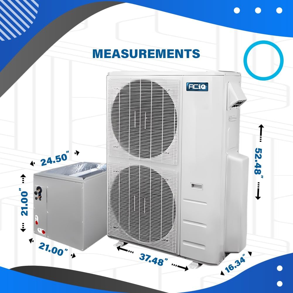 5 Tons 15.2 SEER2 Central Inverter Heat Pump System & 24.5" Multi-Positional Cased Evaporator Coil w/ 30' Install Kit | High Efficiency Heat Technology Compressor "NO HIGH GAS BILLS"