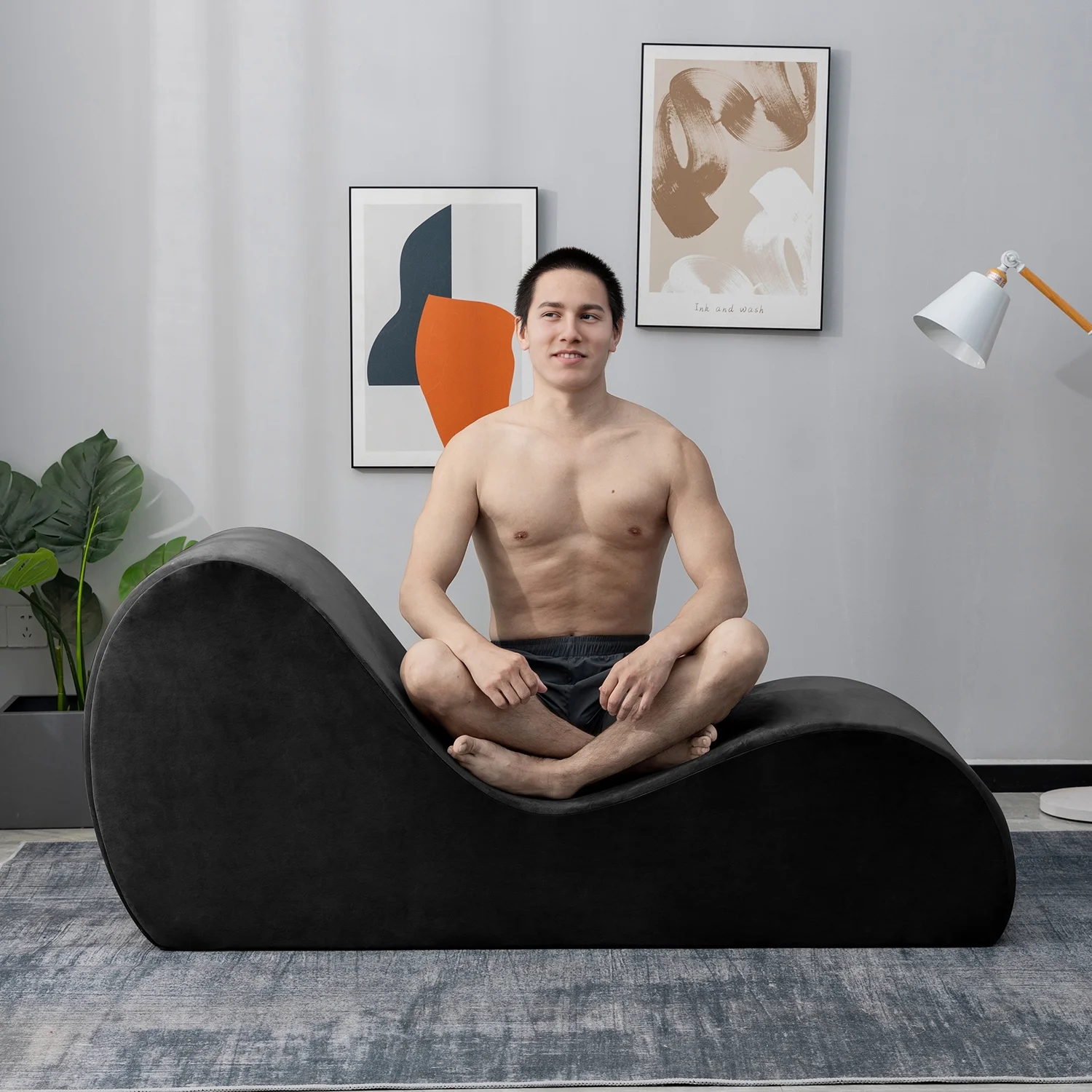 Yoga Lounge Chair，Yoga Couch，Yoga Chaise with Washable Cover,Side  Pockets， Non-Slip Bottom for Bedroom, Living Room,Yoga Chair for Exercise, Relaxation,Stretching，Yoga Chaise lounge for Adults Couple