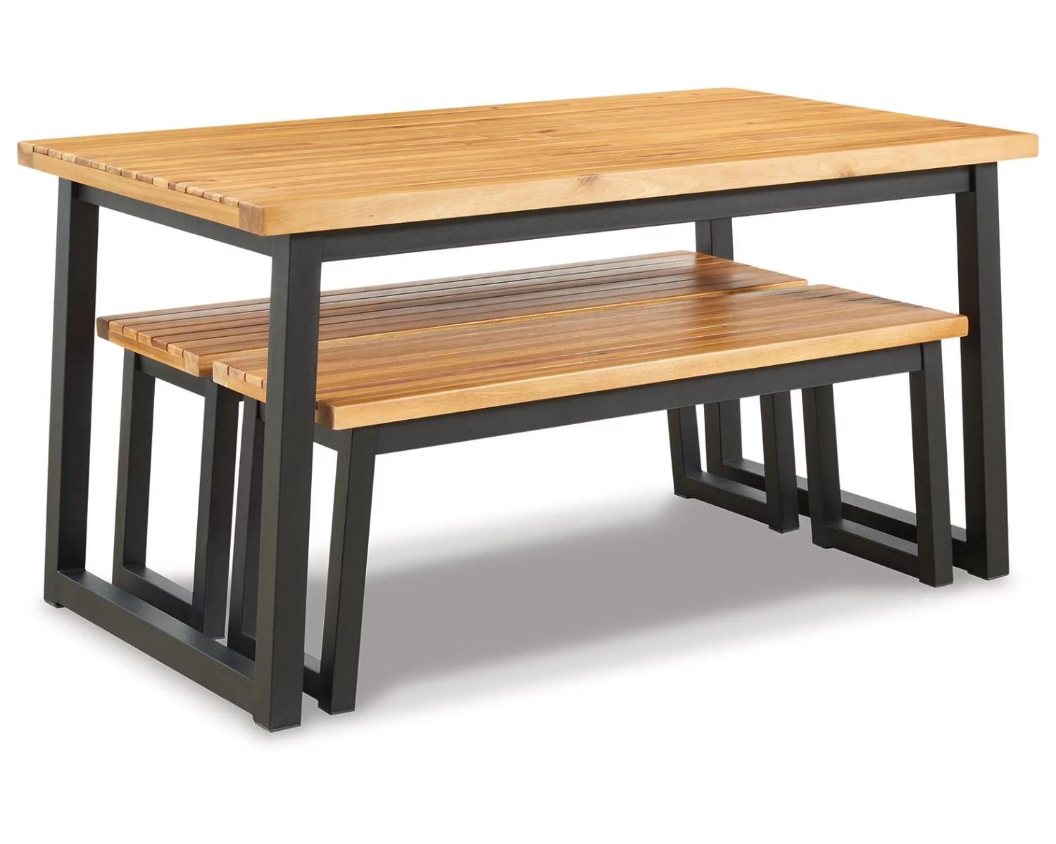 Signature Design by Ashley Casual Town Wood Outdoor Dining Table Set (Set of 3)  Brown/Black