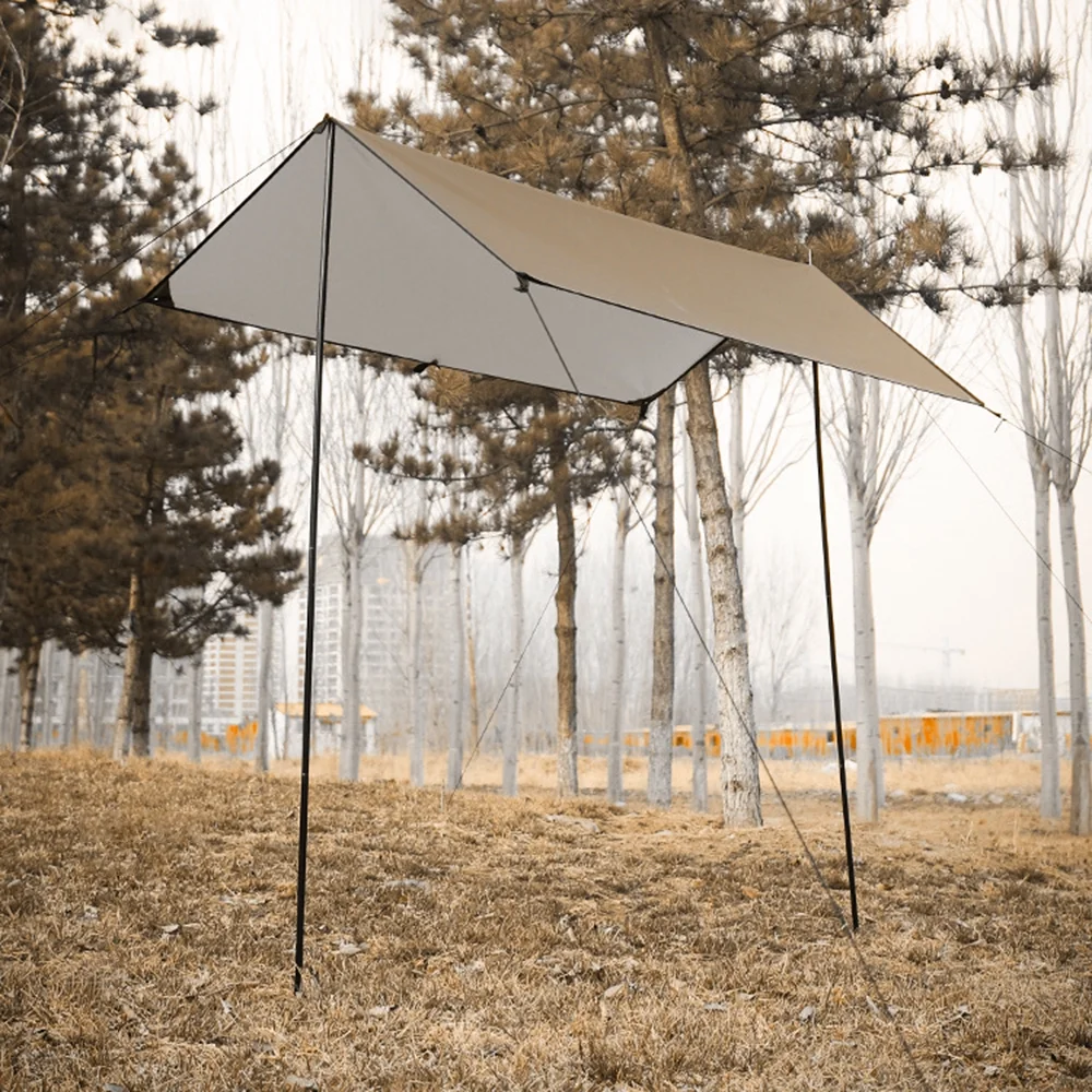 Carevas Camping Awning with Poles Waterproof Protection Sun Shade Outdoor Camping Hiking Backpacking Tarp Rain Fly