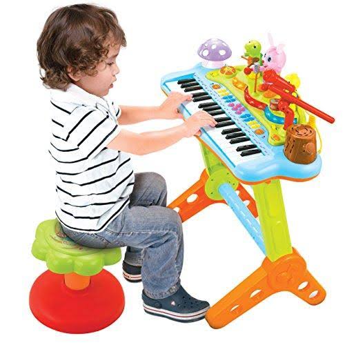 BestChoiceproducts Kids Musical Electronic Keyboard Piano Organ Microphone, Stool, Teaching Light Up Keys