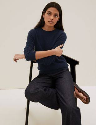 Marks u0026 Spencer Pure Cashmere Textured Jumper - Navy - US 10