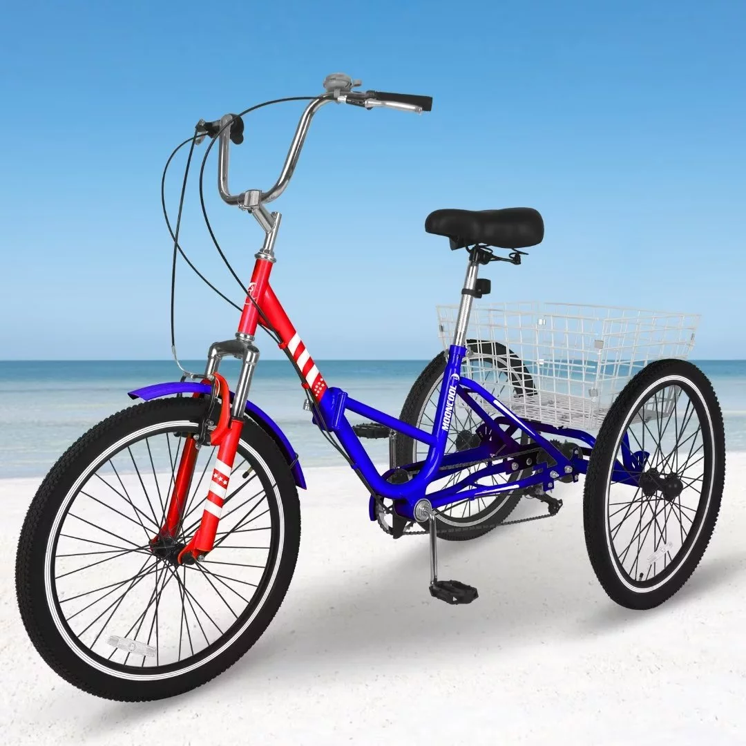 Folding Tricycle for Adults, 20 Inch 7-Speed Trike, 3 Wheels Foldable Bicycle for Adults
