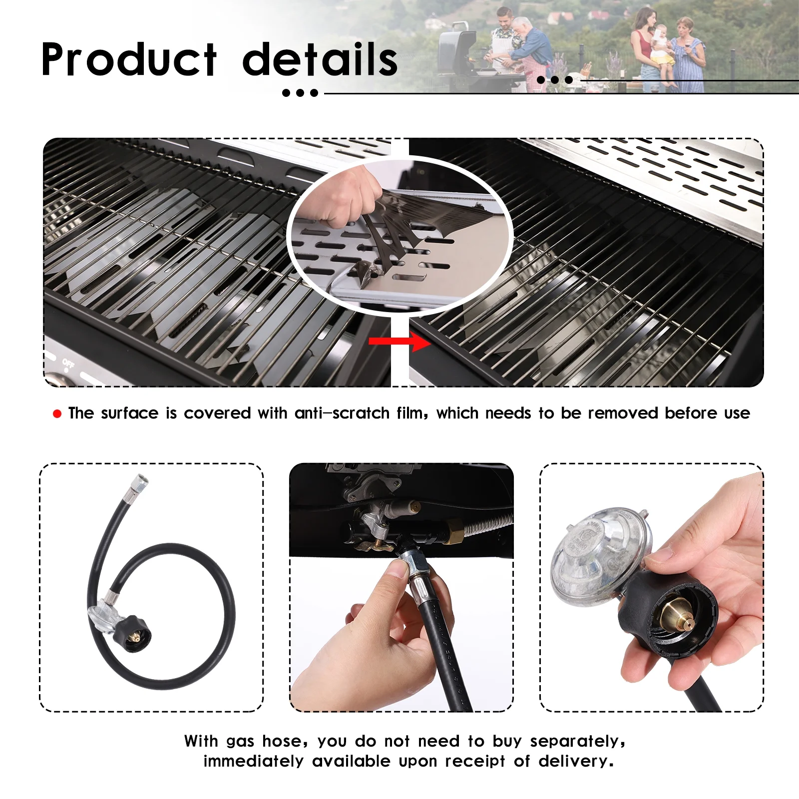 Magic Union 4-Burner Propane Gas Grill with Side Burner and Stainless Steel Grates 50,000 BTU Outdoor Cooking BBQ Grills Cart
