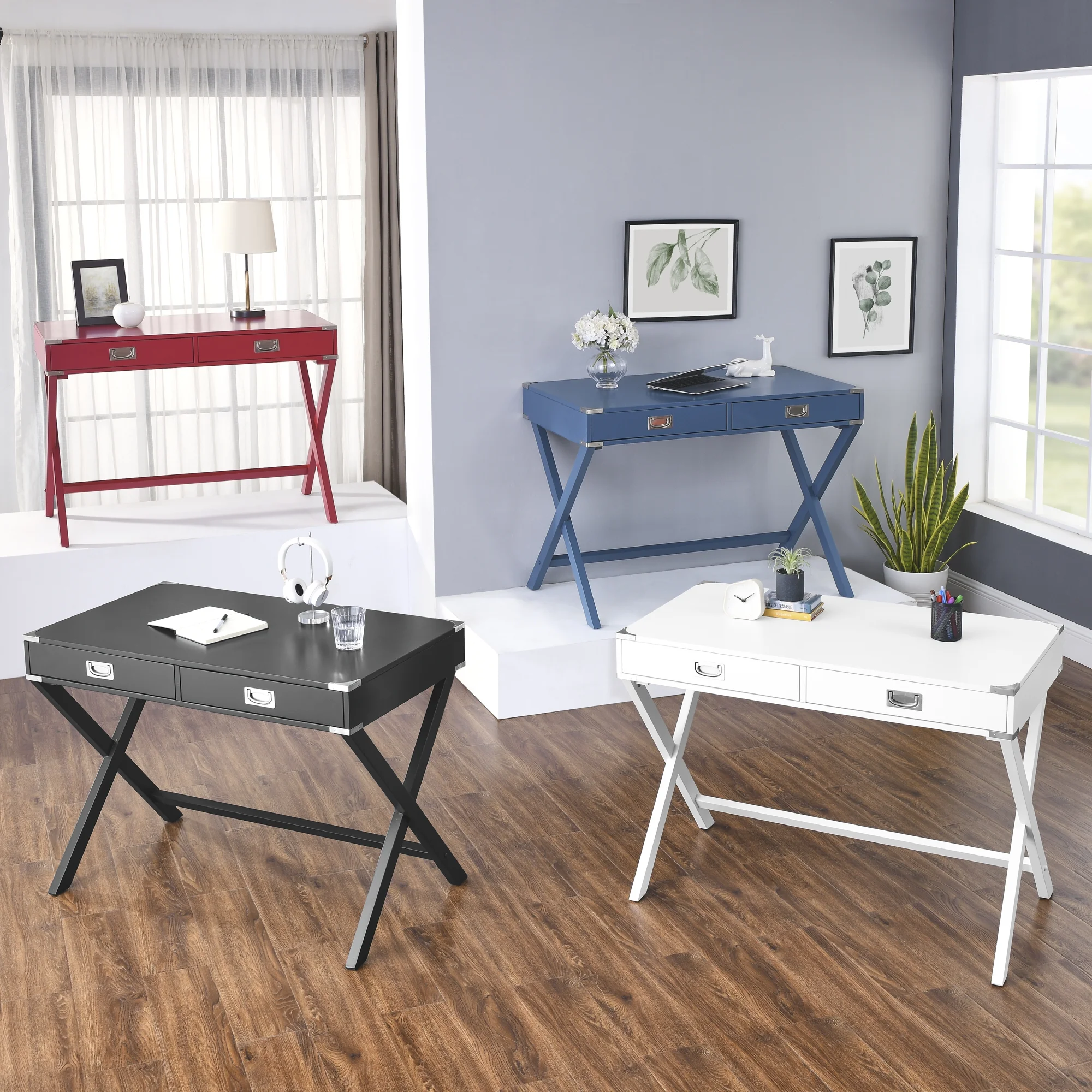 Docooler Solid Wood Computer Desk with Storage and Drawers, Modern Study Table for Home Office, Small Writing