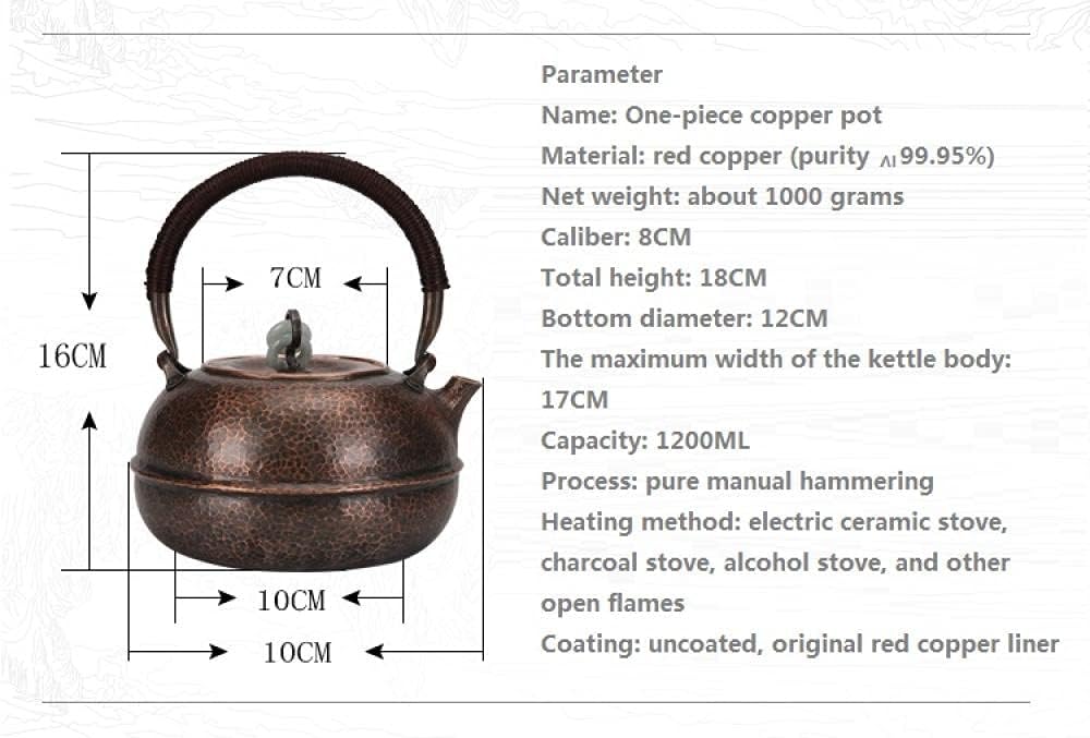 1.2 l Handmade Pure Copper Teapot, One Copper Skin to Make A Copper Bottle, Medium-Size Kettle To Make Teapot, Uncoated Coffee Copper Pot