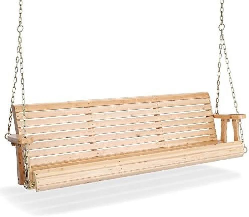 SQSFCB Upgraded Patio Wooden Porch Swing for Courtyard &amp; Garden  Heavy Duty 880 LBS Swing Chair Bench with Hanging Chains for Outdoors (5 FT  White) - Curated Treasures Market