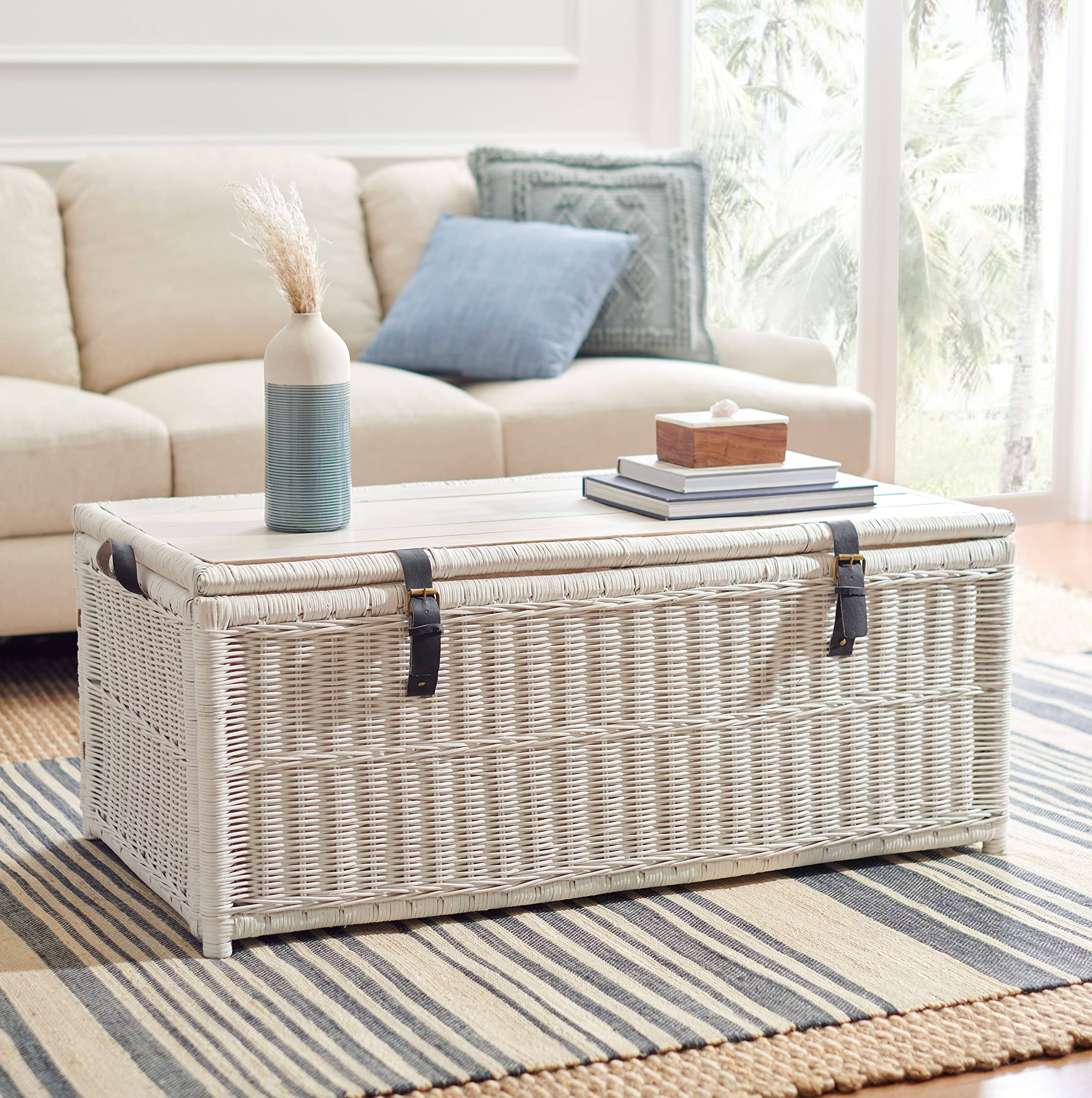 Safavieh Kestin Rattan Storage Trunk - White/Brown