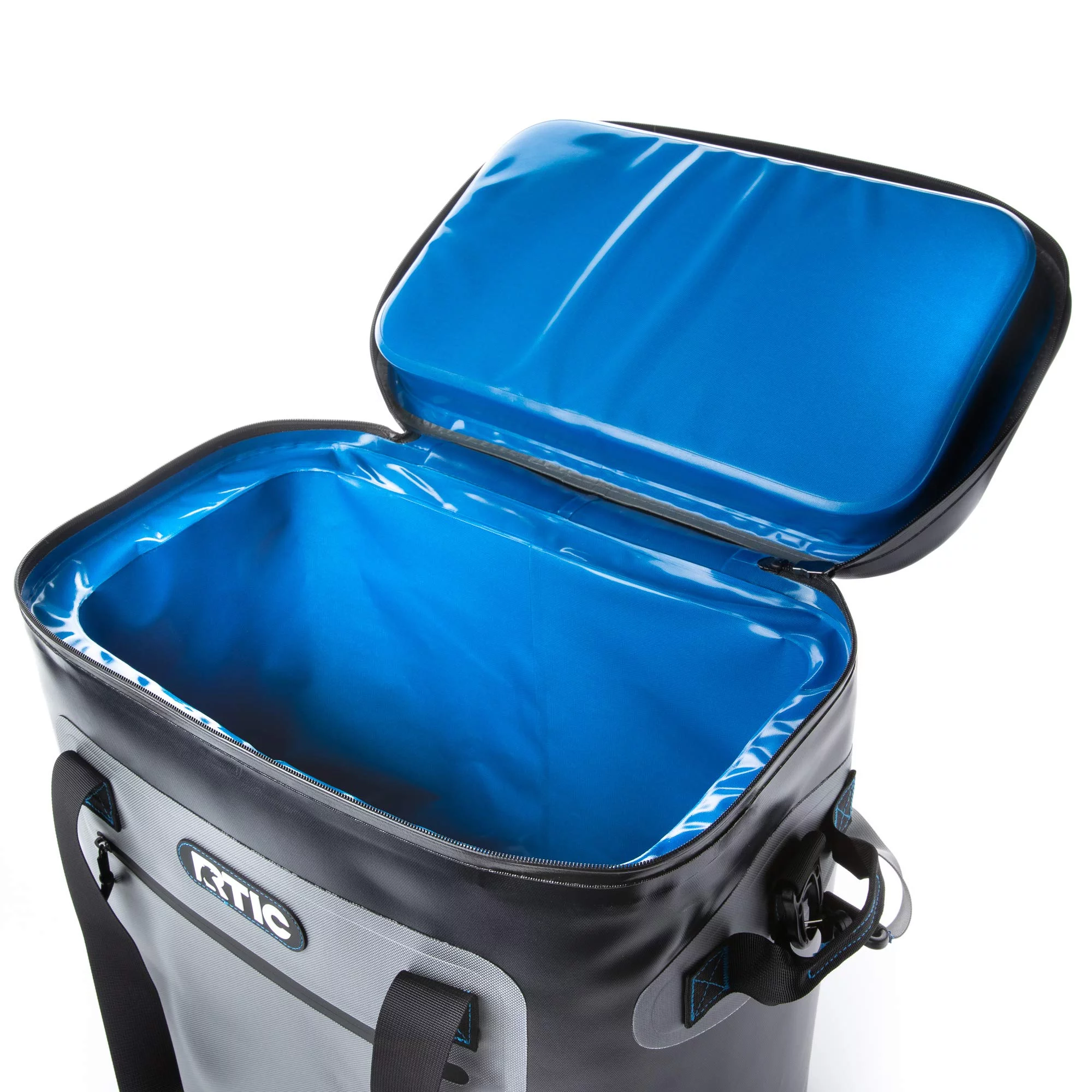 RTIC Soft Cooler 40 Can, Insulated Bag Portable Ice Chest Box for Lunch, Beach, Drink, Beverage, Travel, Camping, Picnic, Car, Trips, Floating Cooler Leak-Proof with Zipper, Blue / Grey