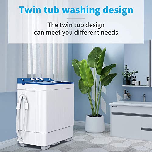 IMSEIGO Twin Tube Mini Washing Machine, Portable Laundry Washer with 26LBS Capacity, 18Lbs washer and 8Lbs Spiner Built-in Drain pump/Semi-automatic for Apartments, RVs and Dorms