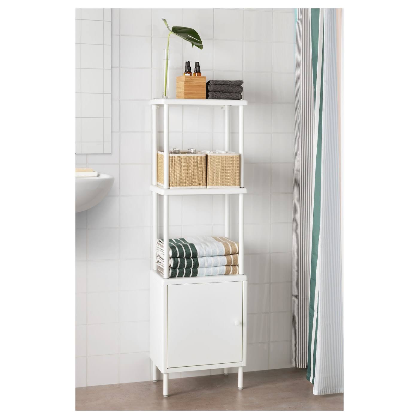 IKEA - Dynan Shelving Unit with Cabinet, White, 15 3/4x10 5/8x52 3/4