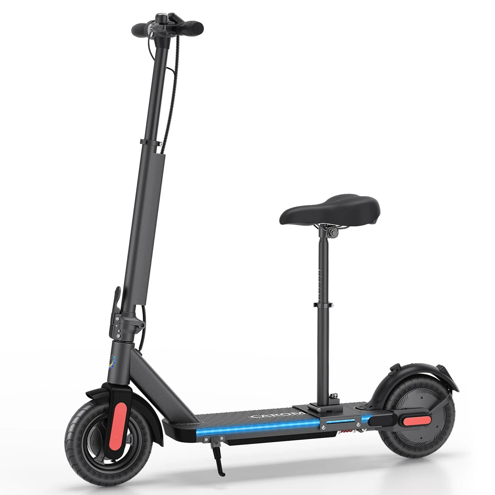 Caroma Electric Scooter for Adults, 500W Electric Scooter Up to 25 Miles & 20 MPH Foldable E Scooter Double Braking Electric Scooters for Commuter, 10 Tires Electric Scooter with Seat for Adult,Black