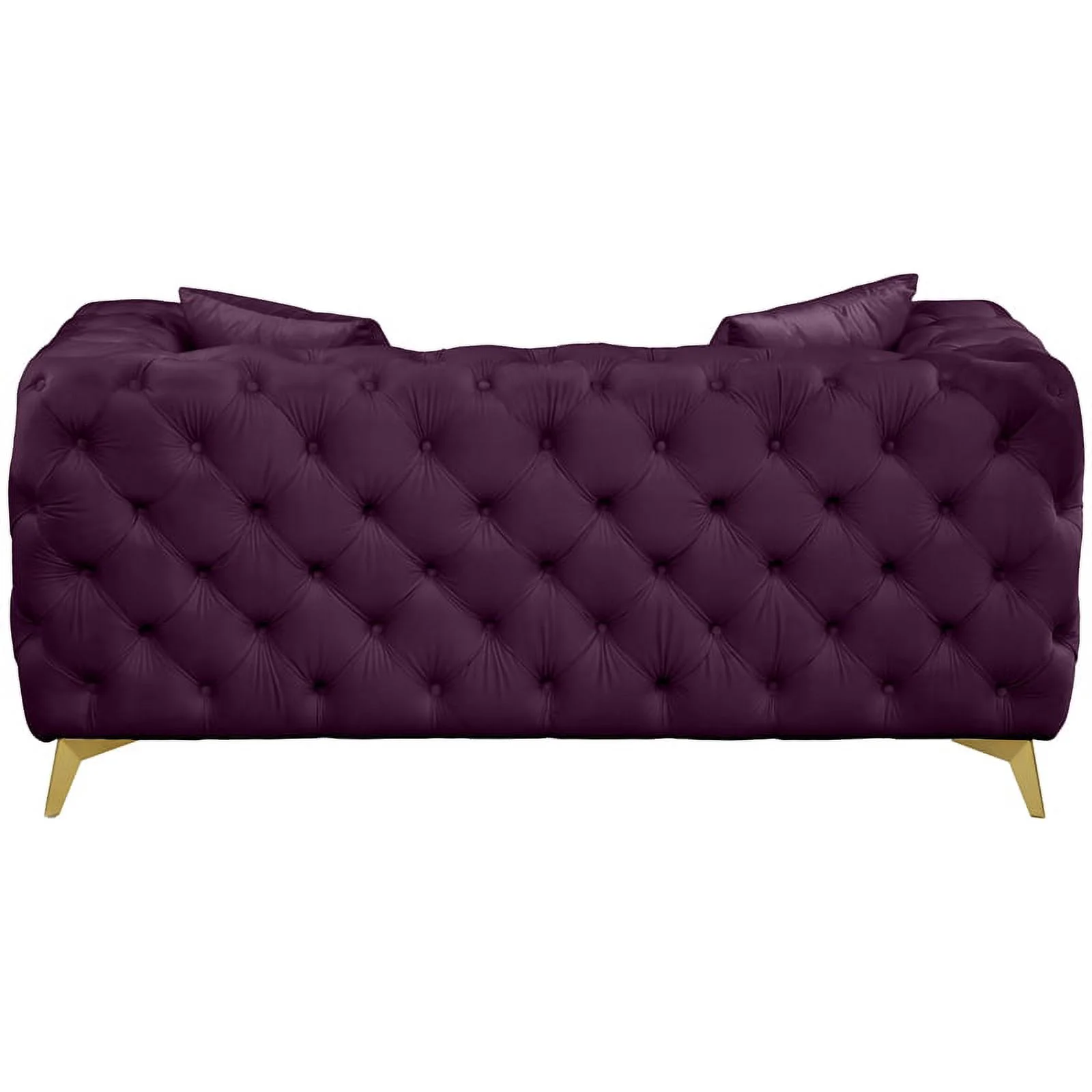 Pemberly Row Contemporary Velvet/Metal Loveseat in Soft Purple/Gold