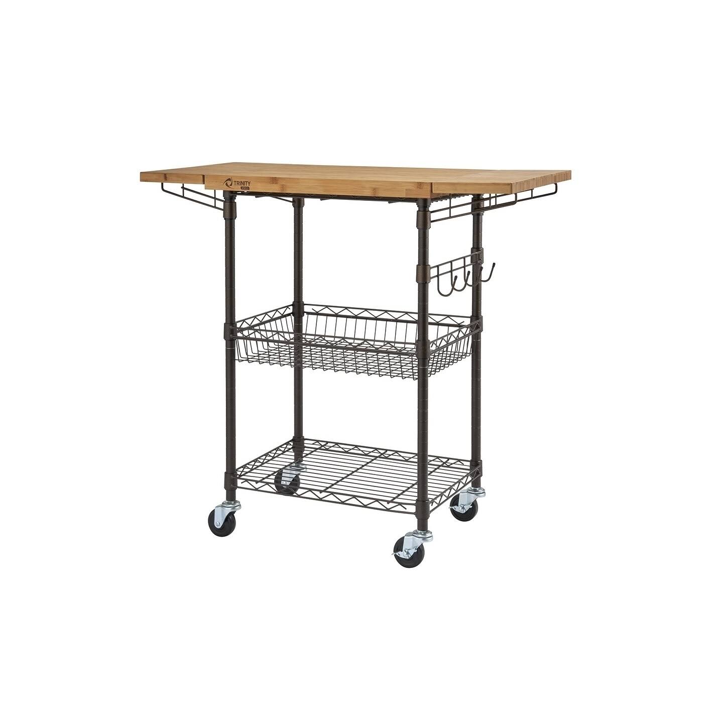 Trinity Pro Bamboo Kitchen Cart in Bronze Anthracite - Brown - Wood