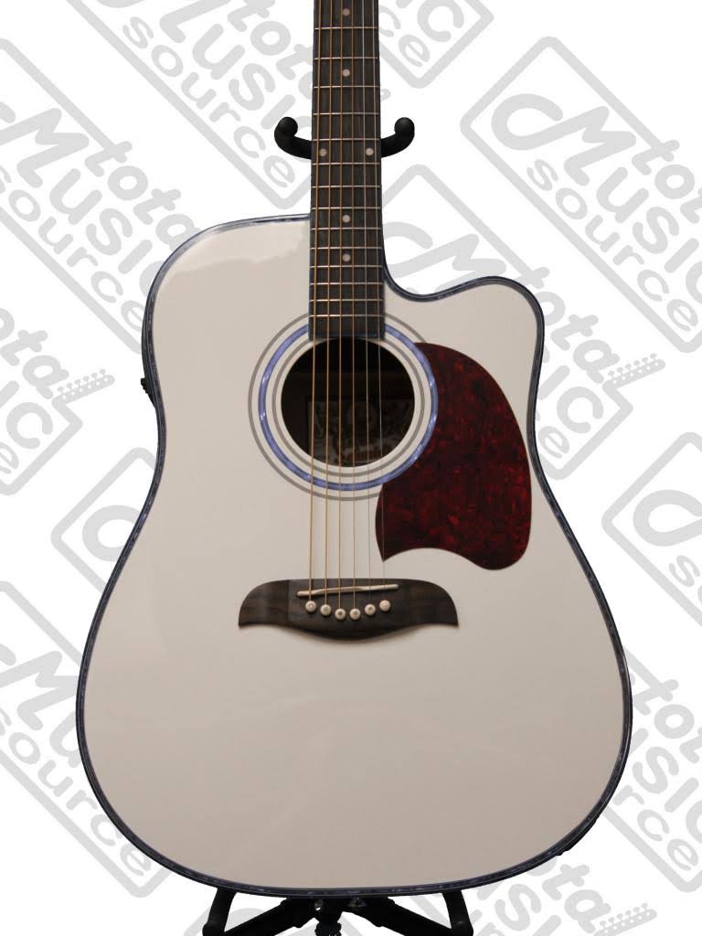 Oscar Schmidt OG2CE-WH Dreadnought Acoustic/Electric Guitar, White