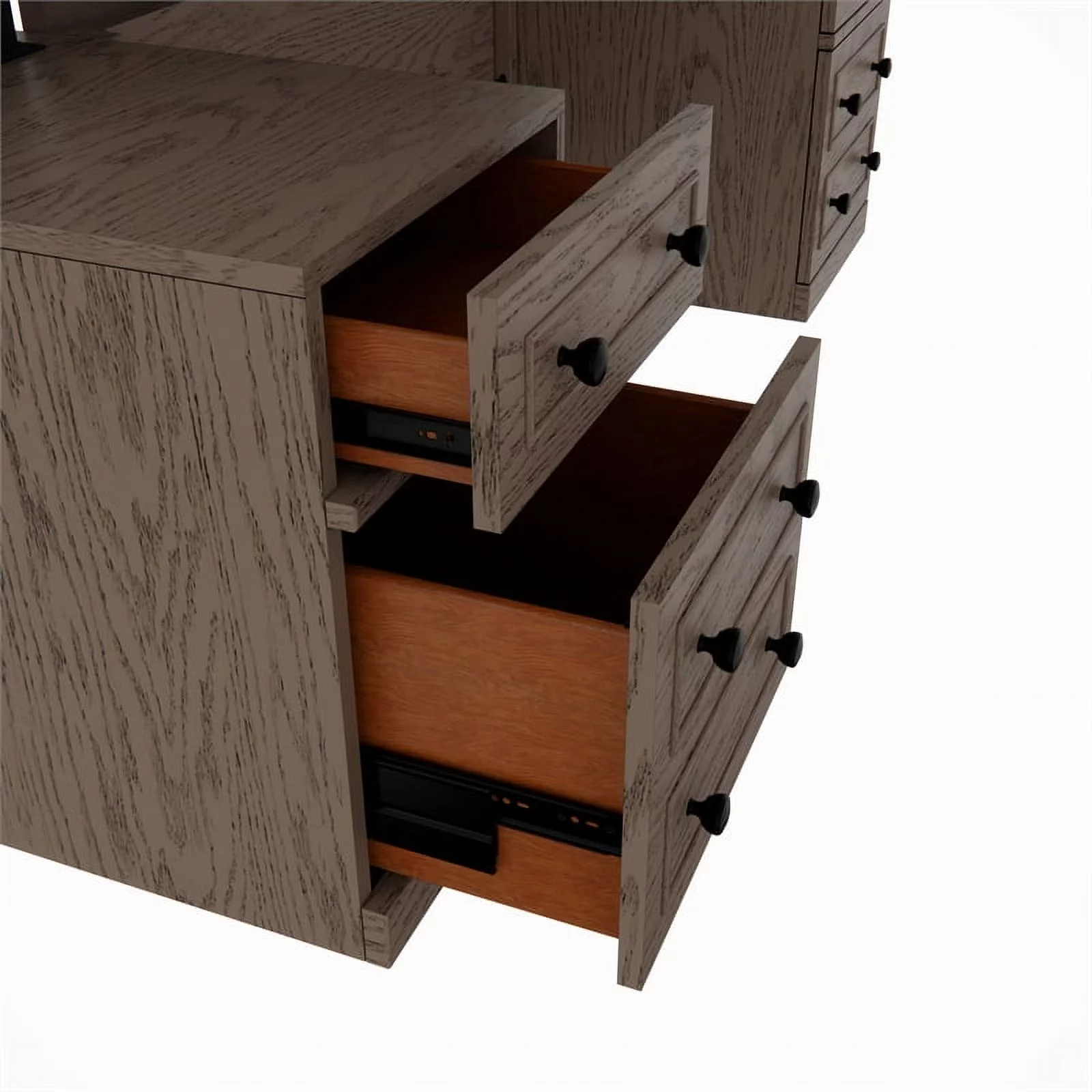RoomAndLoft Wood Adjustable Height Sit-Stand Storage Desk with Drawers in Gray