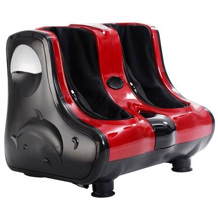Costway Shiatsu Kneading Rolling Vibration Heating Foot Calf Leg Massager, Red