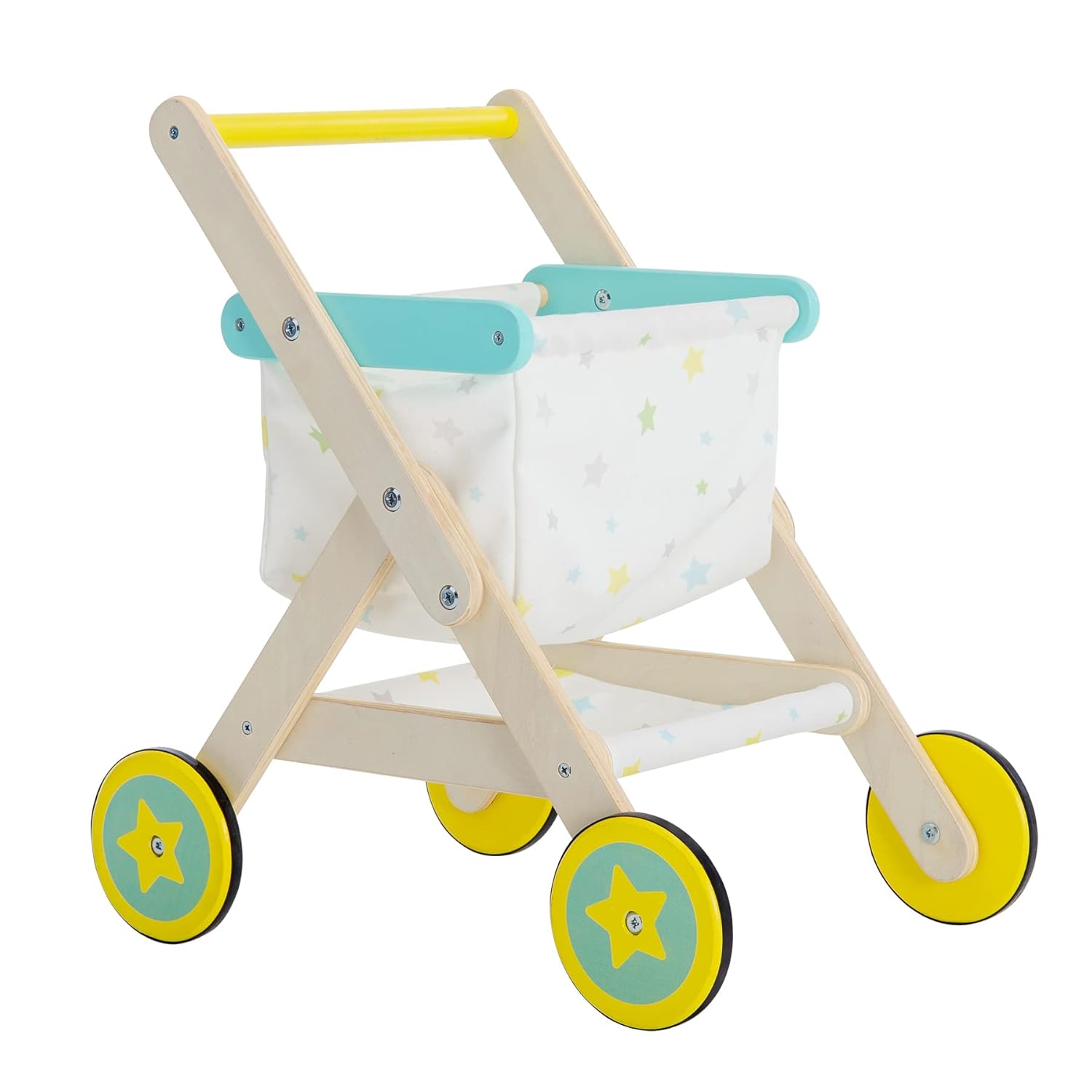 labebe Kids Push Walker & Baby Wooden Shopping Cart 2-in-1, Toddler Wood Trolley Toys to Learning Walk for Girls & Boys 1-3 Years Old