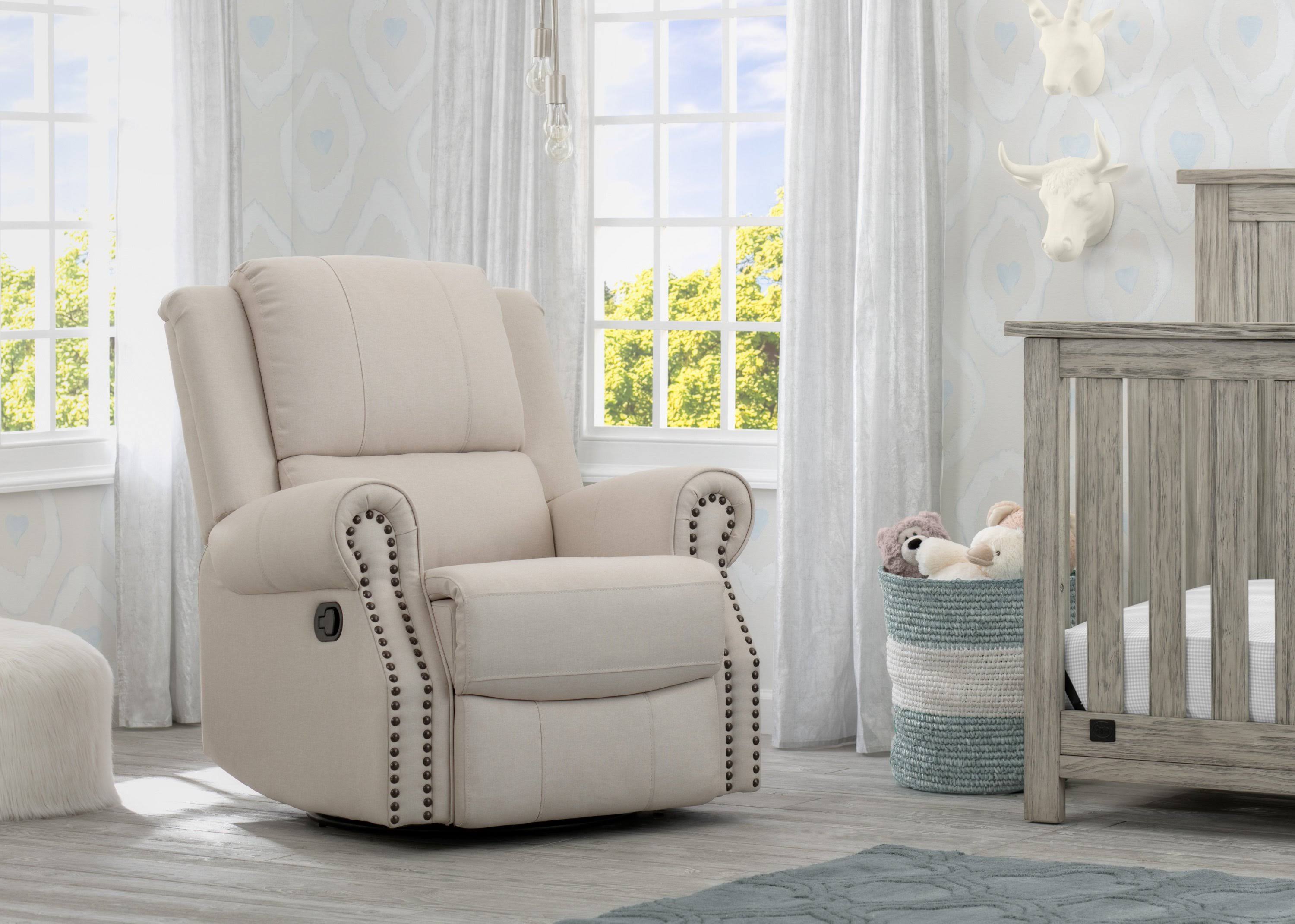 Delta Children Dylan Nursery Recliner Glider Swivel Chair - Charcoal