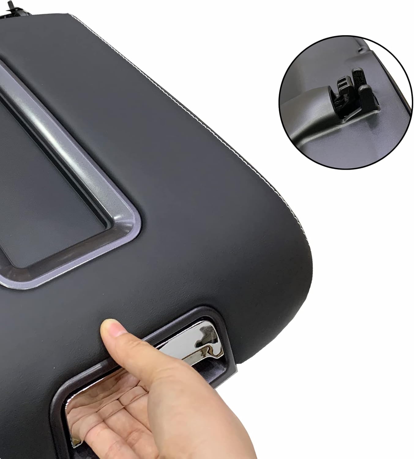 WHYQL Center Console Armrest Lid W/Steel Bracket Compatible with Chevy Silverado & GMC Sierra 1500 2500 3500 2014-2018 Thone Yukon Suburban 2015-2020 Black Leather