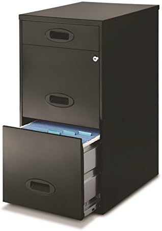 Space Solutions 3 Drawer Metal File Cabinet with Pencil Drawer Black
