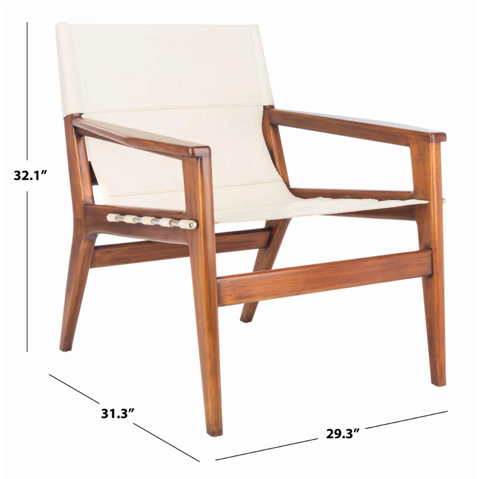 SAFAVIEH Couture Culkin Modern Leather Solid Sling Chair, Brown