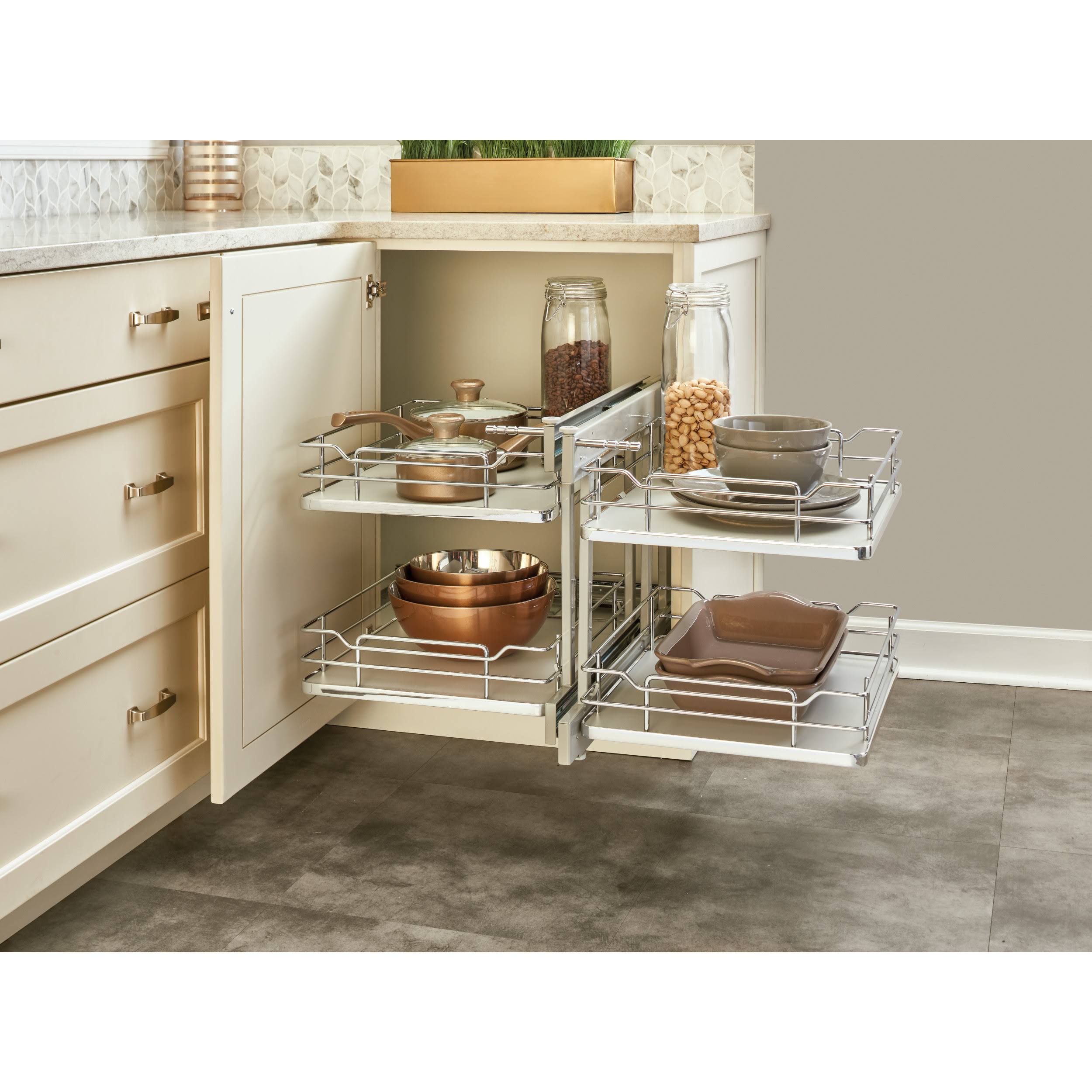 Rev-A-Shelf 18 in. Gray Blind Corner Organizer Soft-Close