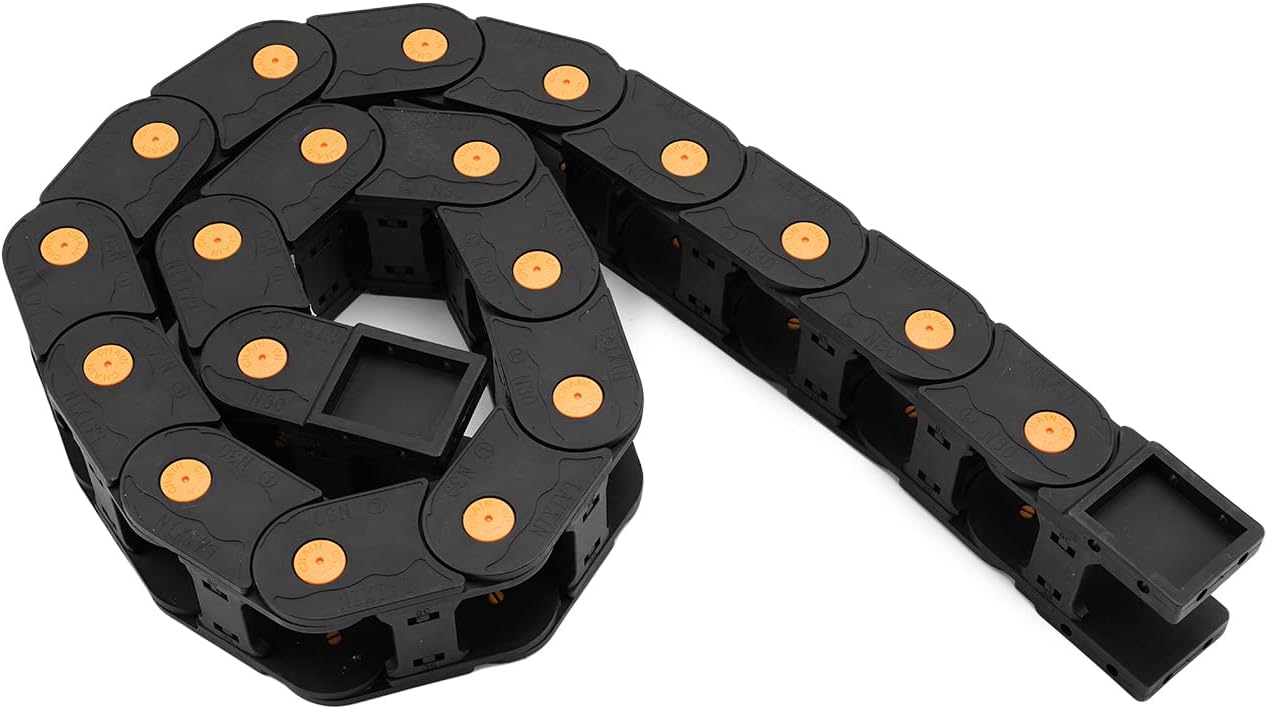 Fielect Drag Chain Cable Carrier Open Type with End Connectors R100 35X100mm 1 Meter Plastic for Electrical CNC Router Machines Black 1Pcs