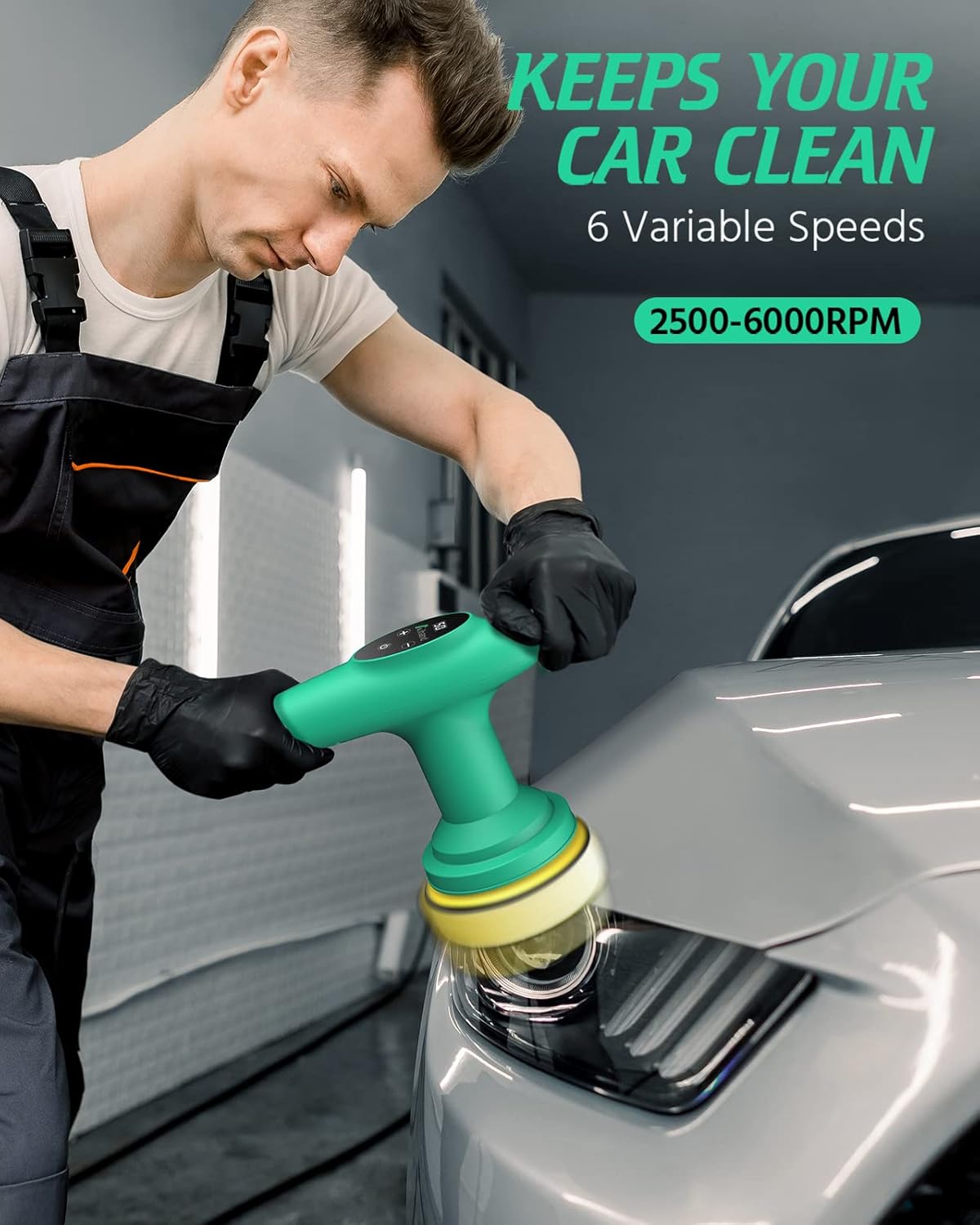 Cordless Car Polisher, 4inch 2500-6000 RPM Orbital Polisher with 8 Pads, Aihand Lightweight Micro Cordless Buffer with Polish/Paste Wax for Car Detailing/Waxing, 6 Speeds, 12V with LCD Display Pack of 2