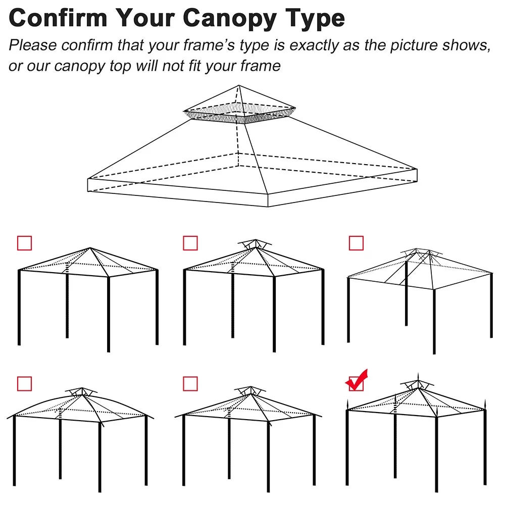 Yescom 10'x10' Gazebo Top Replacement for 2 Tier Outdoor Canopy Cover Patio Garden Yard Grey Y00910T09
