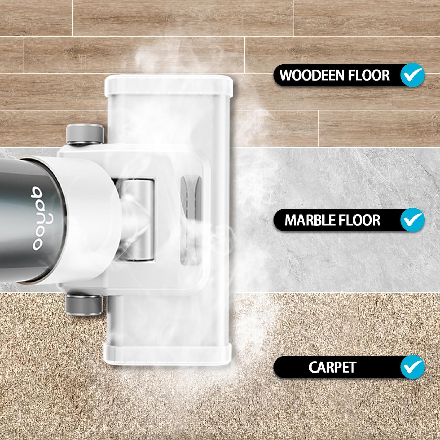 DAYOO Cordless Steam Mop - Multifunctional Steam Cleaner, 19 in 1 Steamer, Whole House Steamer with Food Grade Nozzle for Babies and Pets, 30s Fast Heats Up Powerful Floor Steamer for Home Use.